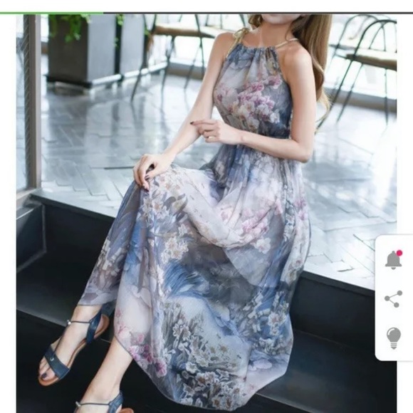 YesStyle Dresses & Skirts - NWT Yesstyle Floral Halter Chiffon Dress